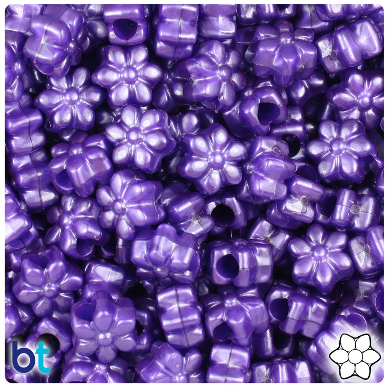 BeadTin Dark Purple Pearl 13mm Flower Plastic Pony Beads (250pcs)